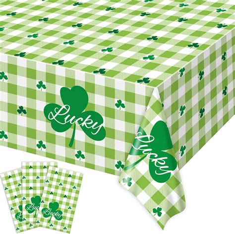 3 Pieces St Patricks Day Tablecloths For Saint Patrick Day Decorations Shamrock