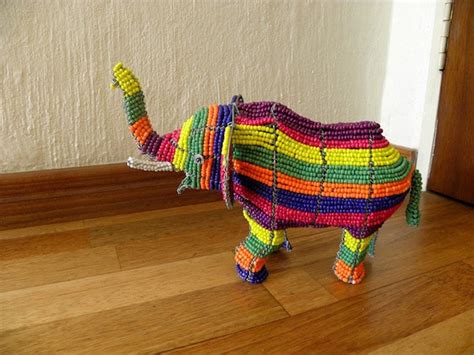 African Beaded Wire Animal Sculpture Elephant Small Etsy
