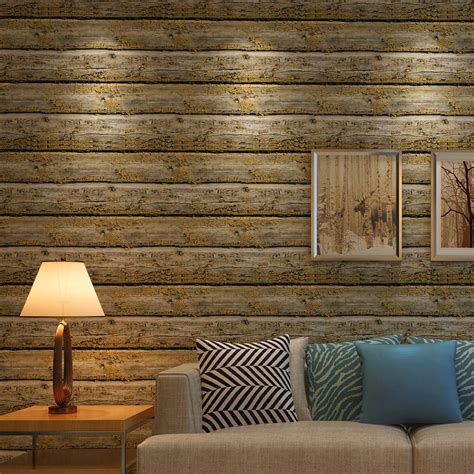 Vintage Wall Papers 3d Embossed Imitation Wood Non Woven Wallpaper