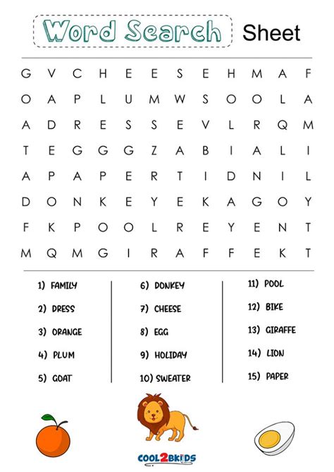 Free Printable Word Search Puzzles For Kids Cool2bkids