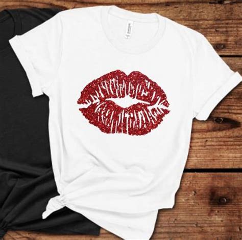 Large Lipstick T Shirt Large Glitter Lips Smooching Lips Etsy T Shirts For Women Sexy