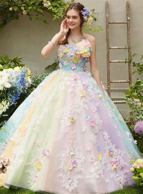 This Pastel Rainbow Gown From Nicole Collection Featuring 3d Floral