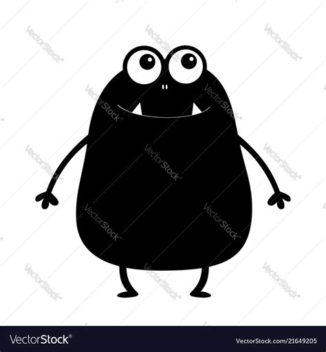 Black Monster Silhouette Cute Cartoon Scary Funny Vector Image