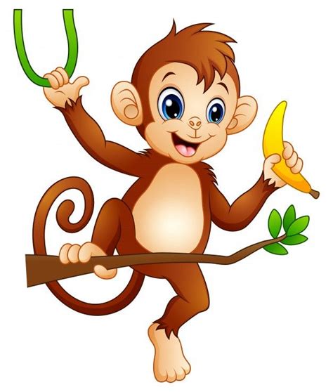 Cute Baby Monkey Hanging On Tree Stock Illustration Illustration Of