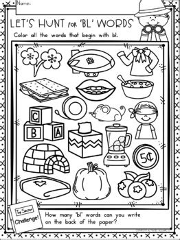 Worksheet will open in a new window. FREEBIE ~ Blends Phonics NO PREP Printables for "bl" by ...