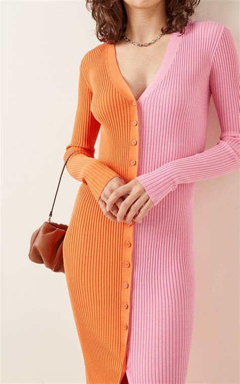 shoko colorblock ribbed knit midi sweater dress by staud moda operandi sweater dress midi