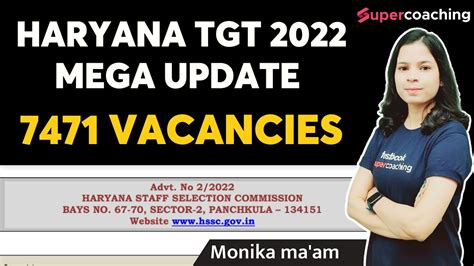 haryana tgt vacancy 2022 update 7471 seats haryana tgt mega update monika ma am youtube