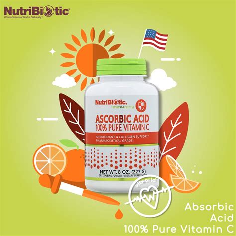 Nutribiotic Ascorbic Acid Immunity 100 Pure Vitamin C Crystalline