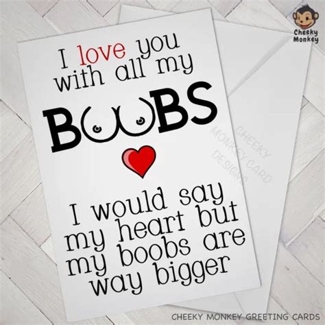Funny Birthday Valentines Anniversary Card Wife Husband Male Man Love Boobs Picclick Uk