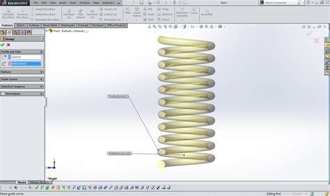 How To Model Spring In Solidworks Opcion1 Helixspiral And Swept Boss