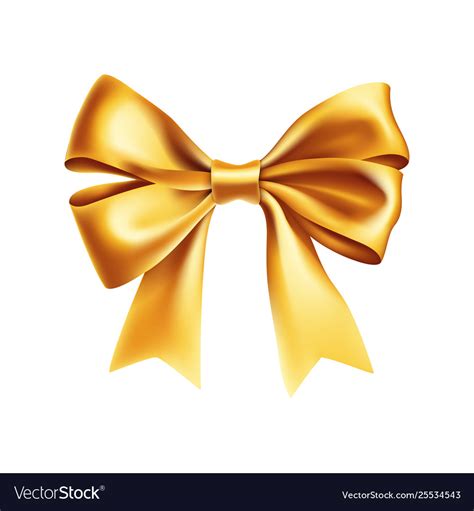 Romantic Gold Ribbon Bow Isolated On White Vector Image