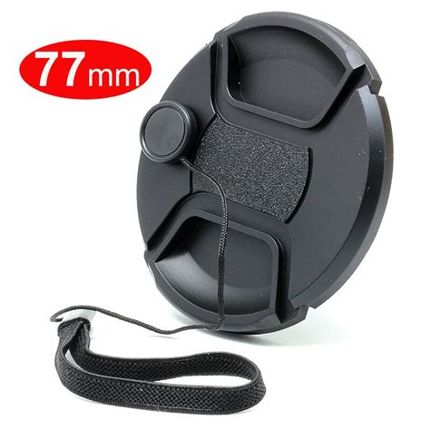 77mm Center Pinch Snap On Front Lens Cap W Spring Cap Keep For Canon