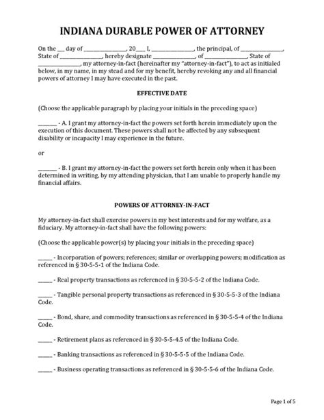 Free Indiana Power Of Attorney Forms Types Pdf Word Eforms My Xxx Hot