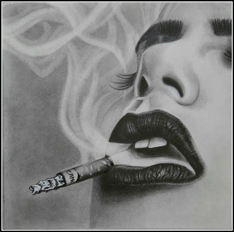 Portrait Pencil Sketch The Smoking Woman Imagicart