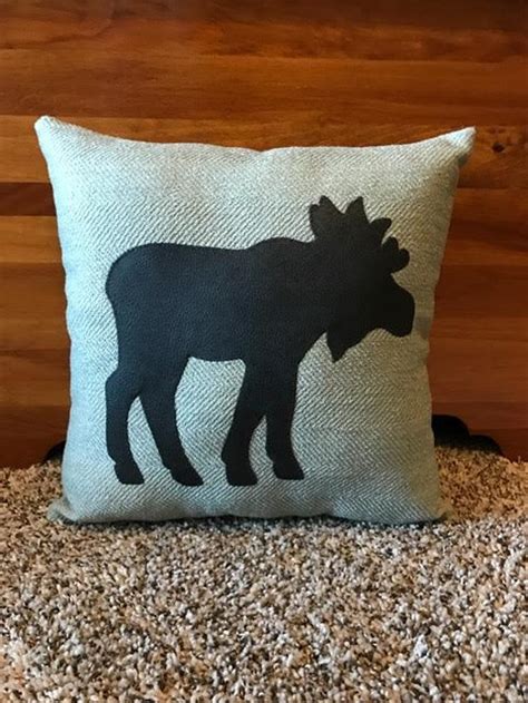 Moose Themed Throw Pillow 16x16 Front And Back Are A Heavy Light Green