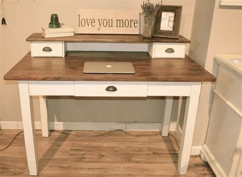 Awesome White Desk With Wood Top White Distressed Desk White Desks