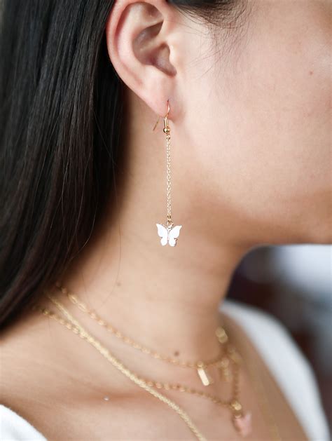 Mariposa Colorful Butterfly Dangle Chain Earrings Dangle Jewelry Ear