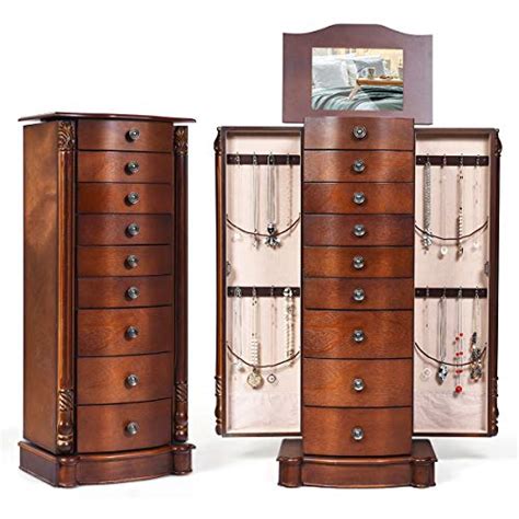 Giantex Large Jewelry Armoire Cabinet With 8 Drawers And 2 Swing Doors 16