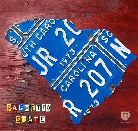 License Plate Map Of South Carolina By Design Turnpike Fine Art