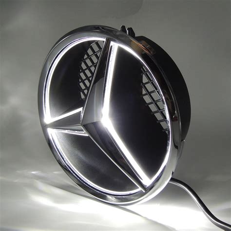 White Motor Car Front Grille Star Emblem For Mercedes Benz Illuminated