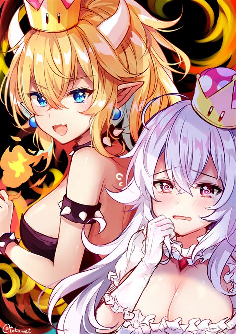 Bowsette And Queen Booette Pixiv 福木とくわ Mario Super Crown Fanart