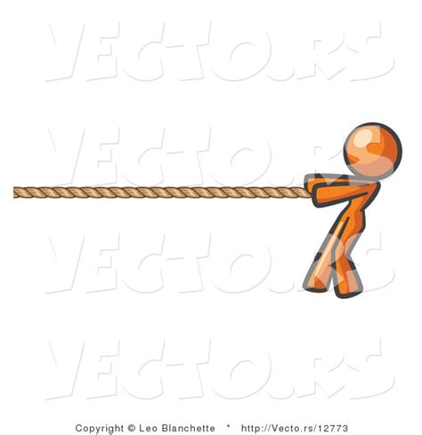 Vector Of Orange Woman Tugging On A Rope By Leo Blanchette 12773