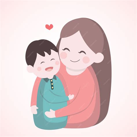 Madre Abrazando Con Su Hijo Vector Premium