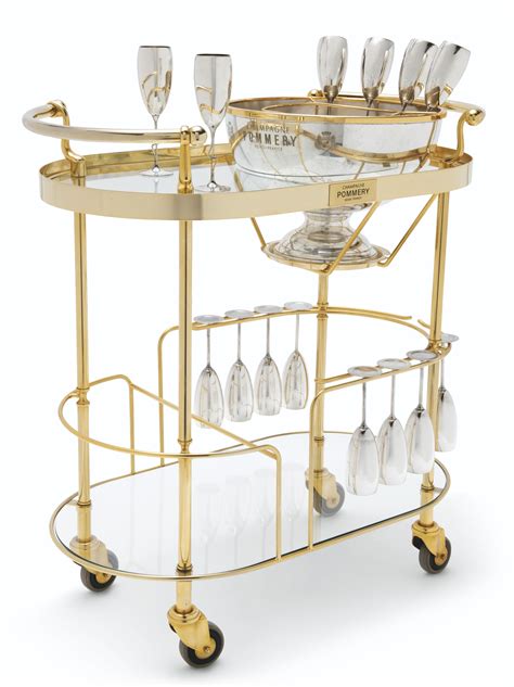 A FRENCH ART DECO STYLE CHAMPAGNE TROLLEY OR BAR CART, LATE 20TH ...