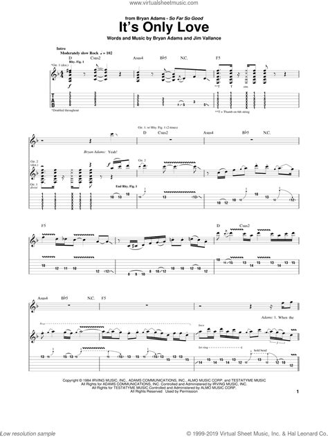 Adams Its Only Love Sheet Music For Guitar Tablature Pdf