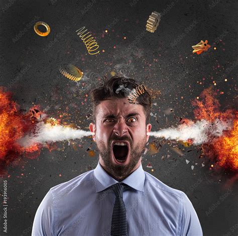 Head Explosion Of A Businessman Concept Of Stress Due To Overwork Stock Photo Adobe Stock