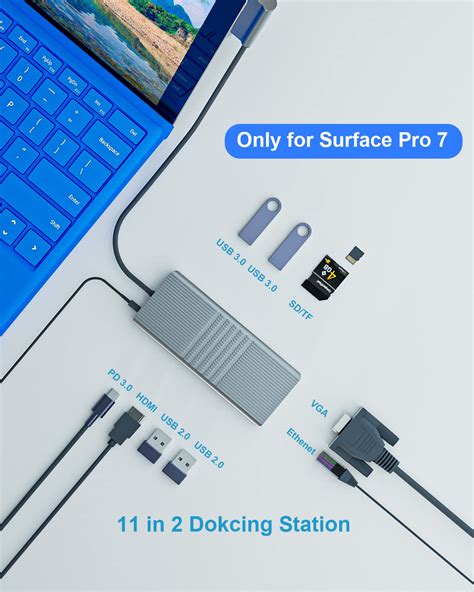 Hyrta Usb C Dock For Surface Pro 7 11 In 2 Surface Pro 7 Usb C Docking