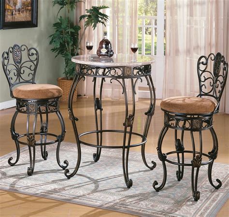 This item will be released on july 15, 2021. Jasmine 3 Piece Marble Top Pub Table and Chairs Set by ...