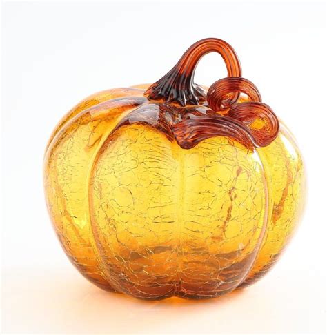 New 8 Hand Blown Glass Murano Art Style Amber Pumpkin