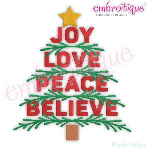 Joy Love Peace Believe Word Art Christmas Tree With Branches Etsy