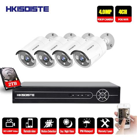 Hkixdiste 4ch 5mp 4mp 4k Hdmi Poe Nvr Kit Cctv Camera System 40mp