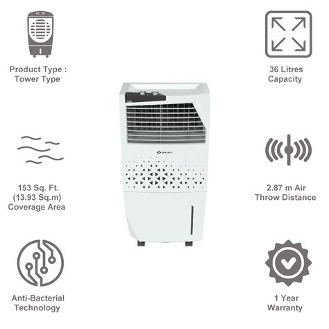 Buy Bajaj 36 Litres Tower Air Cooler Anti Bacterial Technology Tmh36