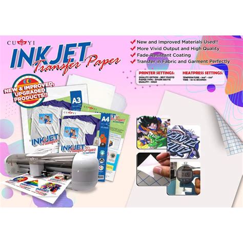 Cuyi Inkjet Dark Transfer Paper A4a4 Cuyiprinting2020 Shopee
