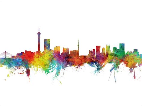 Johannesburg Skyline Johannesburg South Africa Cityscape Art Etsy