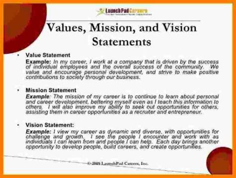 6 Example Of A Personal Vision Mission Statement Examples Vision