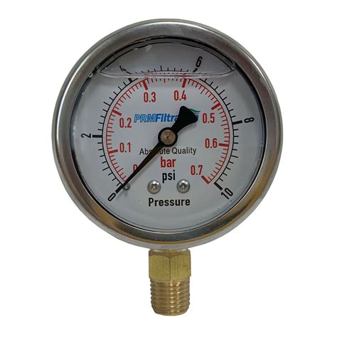 Pressure Gauge Prm 0 10 Psi 25” Ss Case 1⁄4” Brass Npt Bottom Ebay