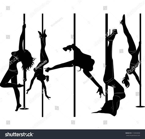 Set Black Silhouettes Dancing Girls Striptease Stock Vector Royalty Free 119393698 Shutterstock