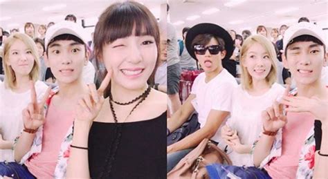Girls Generation S Tiffany And Taeyeon And Shinee S Key And Minho Snap Shots Together On Way