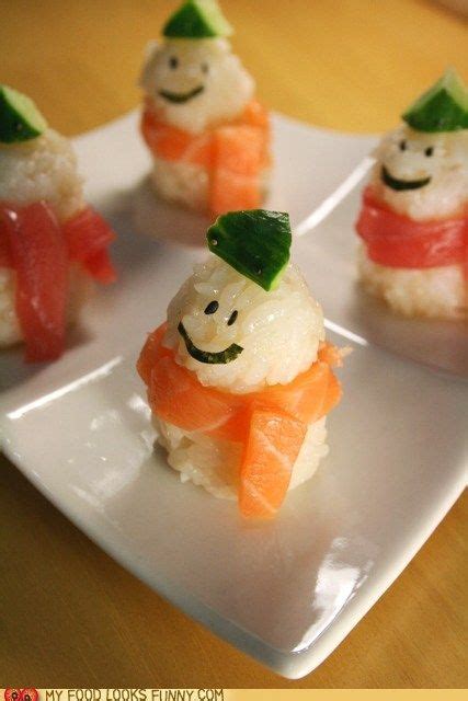 Lots of ham and turkey dinners. Sushi Snowmen | Snowman, Dinners and Food
