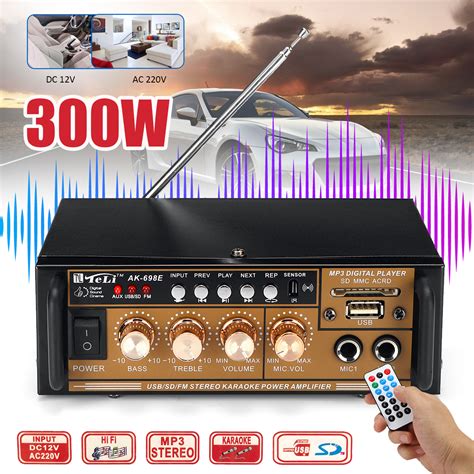 New 300w 12v 220v Hifi Amplifier Audio Stereo Power Fm Radio Usbtf 2ch Car Home Chile Shop