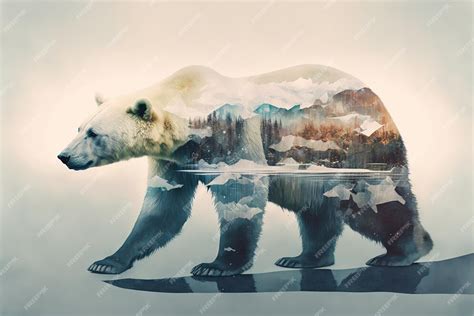 Premium Photo Polar Bear Suffer From Climate Change In Double Exposure