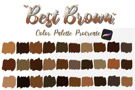 chocolate brown procreate palette 30 hex color codes instant digital download ipad pro art