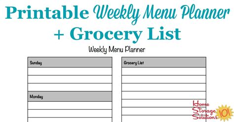 Printable Weekly Menu Planner Template Plus Grocery List Weekly Menu