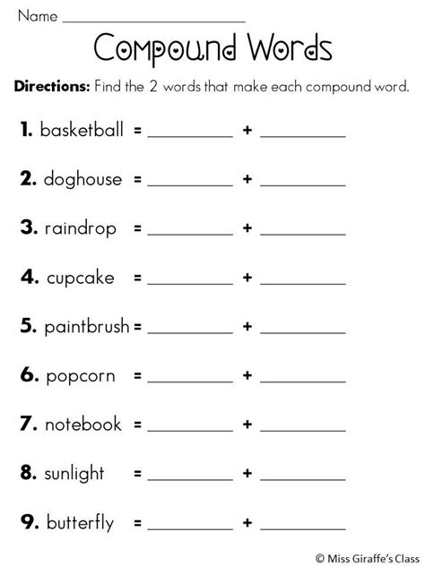 Worksheet On Compound Words For Grade 2