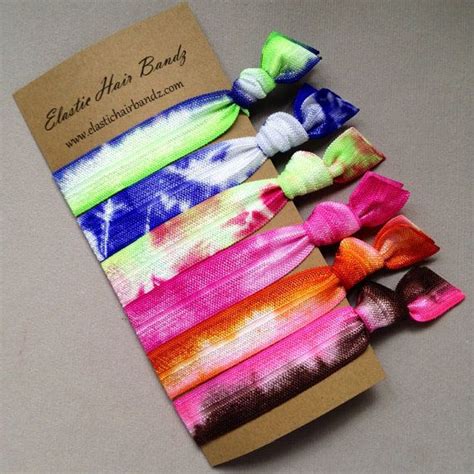 6 Tie Dyed Hair Ties Ziggy Collection By Elasti 75 Tie Dye Hair