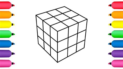 Colorea El Cubo Rubik Dibujos Animados Para Niños Y Bebés 💚
